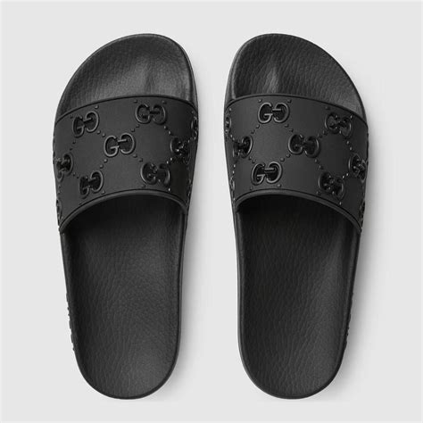 gucci rubber gg slides|Gucci rubber slides women's.